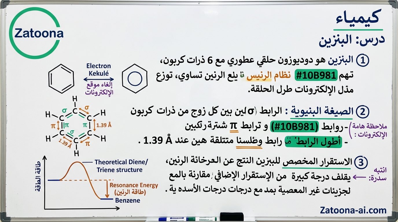 AI-generated visual study board for Egyptian Thanaweya Amma: اشرحي درس بنزين